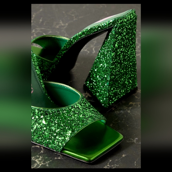 THE ATTICO Devon glittered leather mules Candy Apple Green Size 42 - Picture 5 of 8